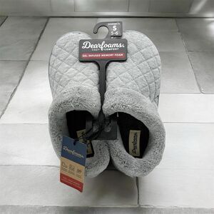 Dearfoams Cozy Comfort Gel Memory Foam Women's Slippers Gray 5-6